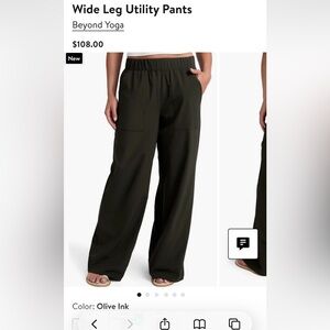 NWT Beyond Yoga Easy Wide Leg Pull-On Pants in Olive Ink